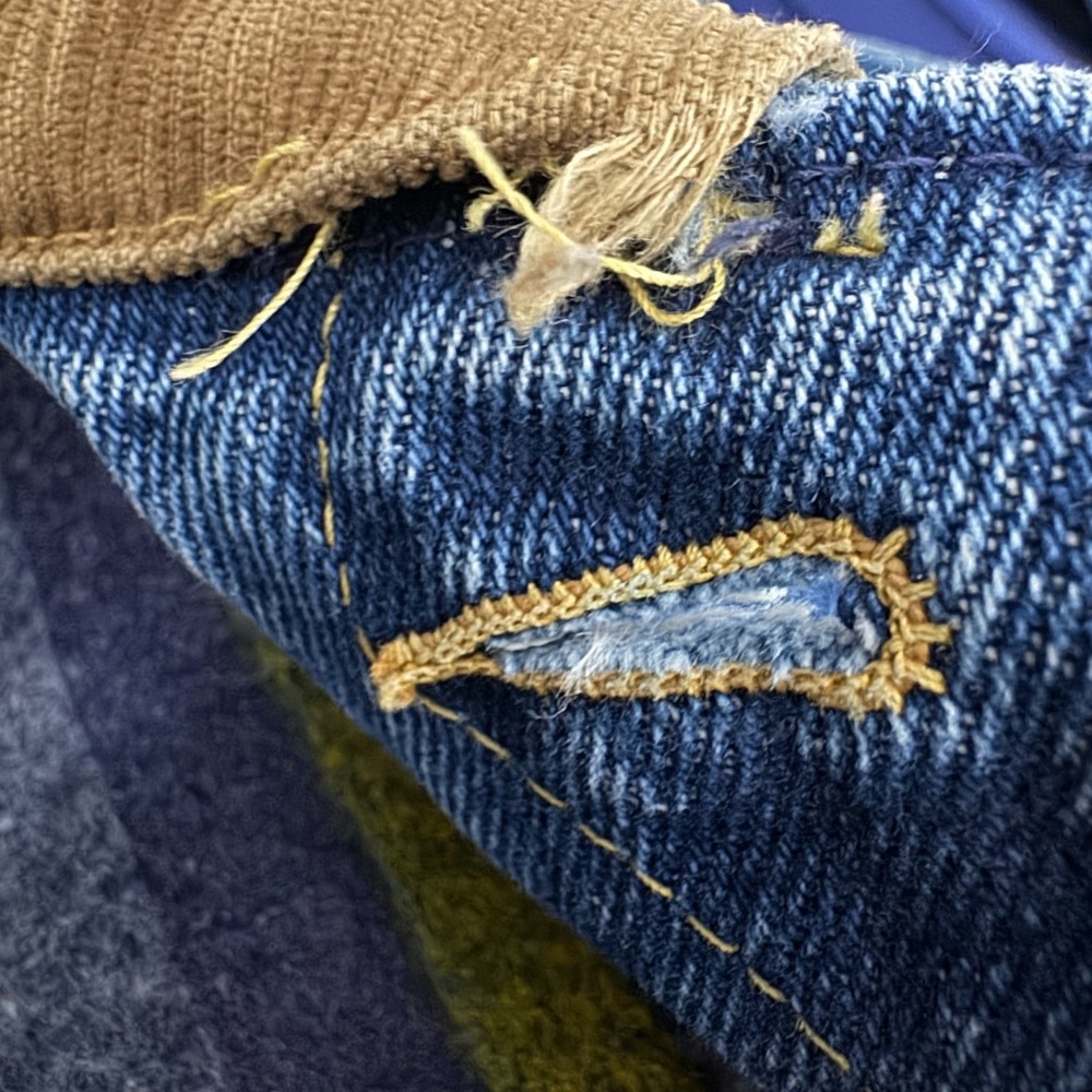 Vintage Lee Storm Rider Denim Jacket with Tan Corduroy Collar and Blanket Lined - Picture 16 of 16